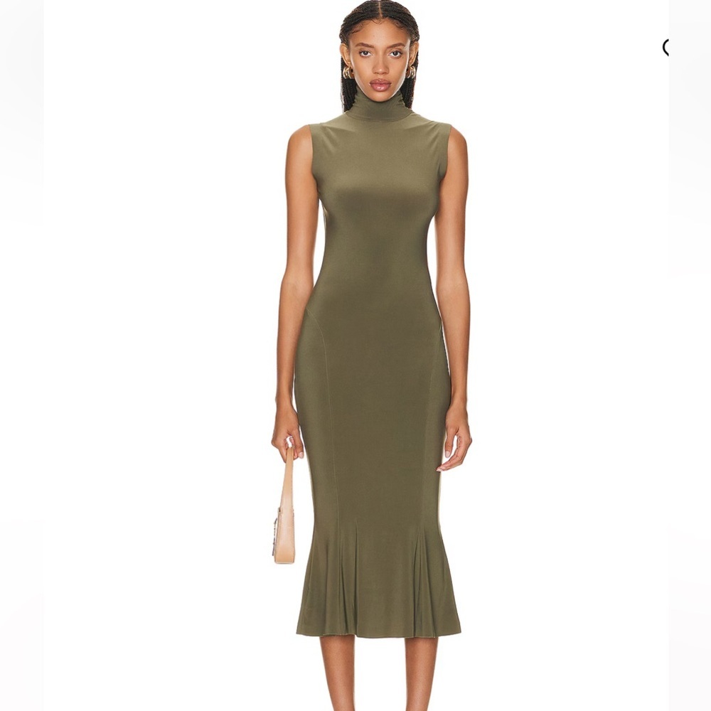 Norma Kamali Sleeveless Turtle Fishtail Dress